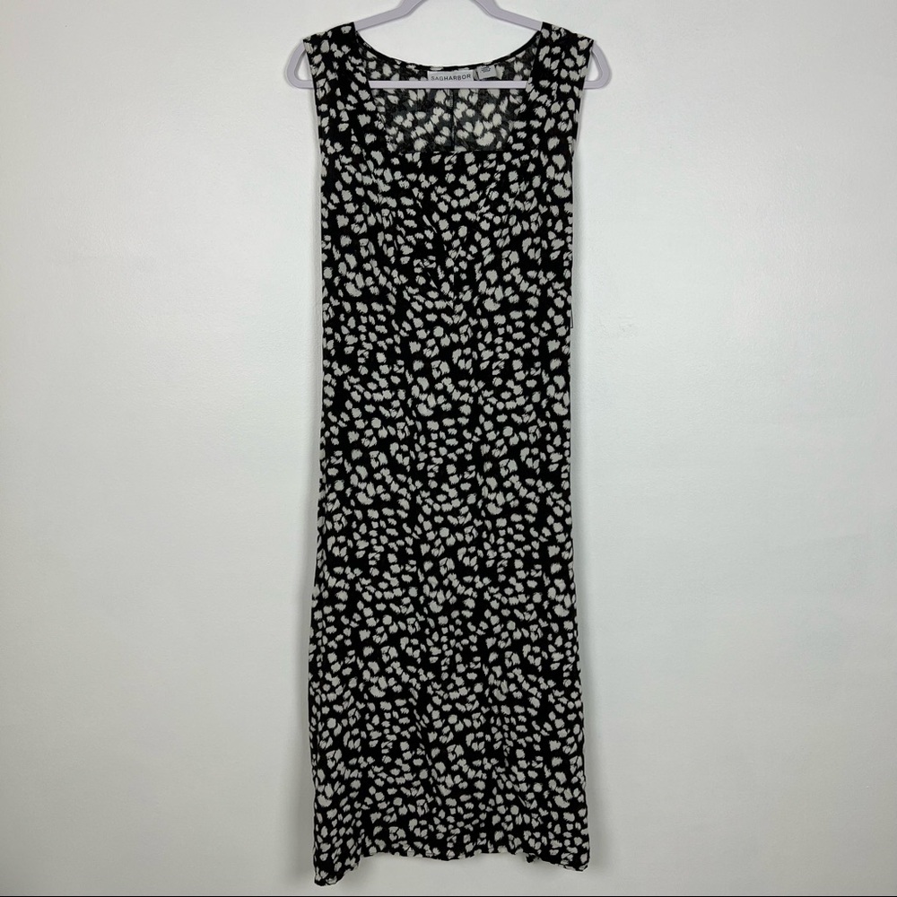 Sag Harbor NWT Challis Chic Maxi Dress Brown Navy White Size Large
